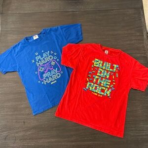 2 Youth Cotton Religious Play Short Sleeve Shirts Medium